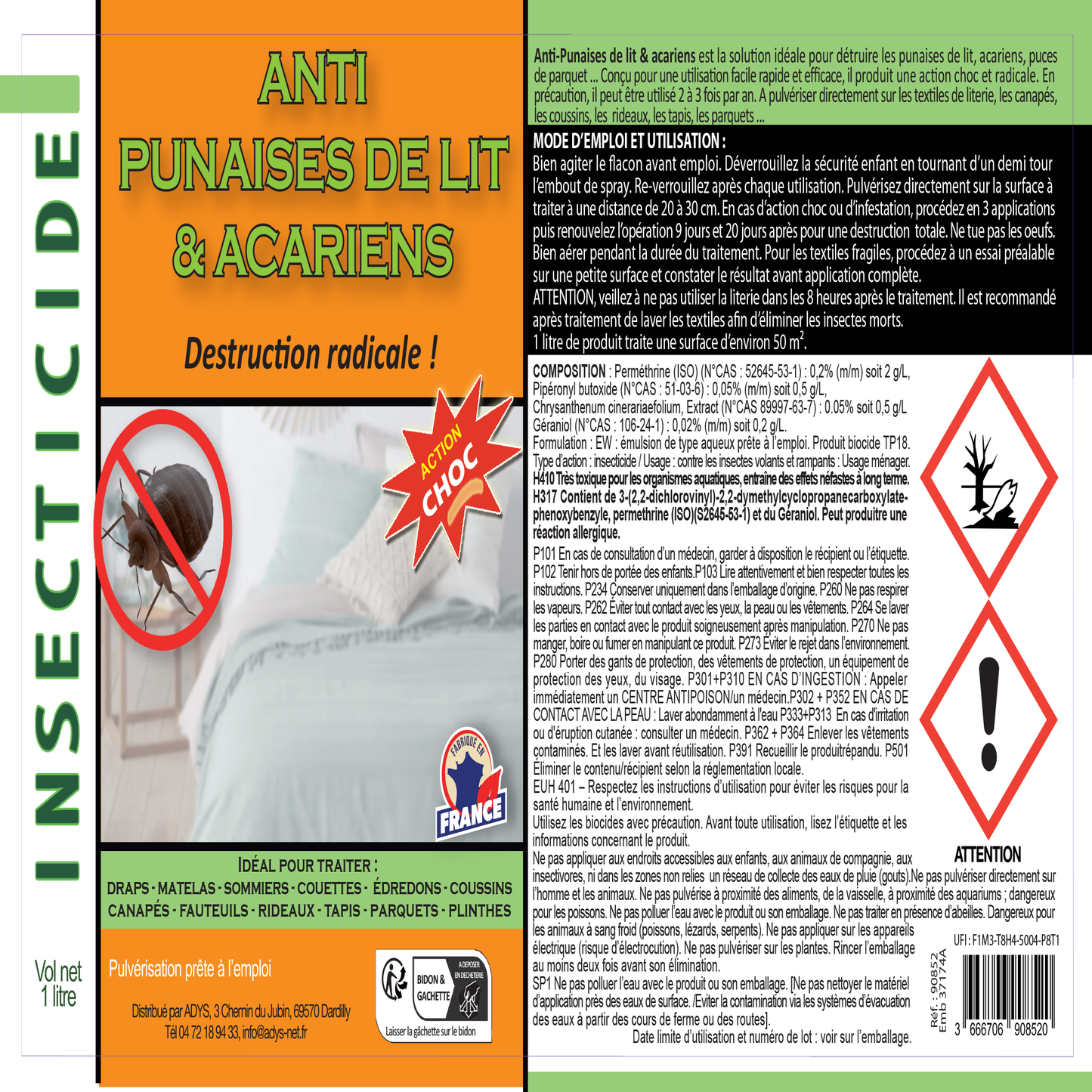 xxl Lot Promo 3 spray Anti punaises de lit Action 3x 1L