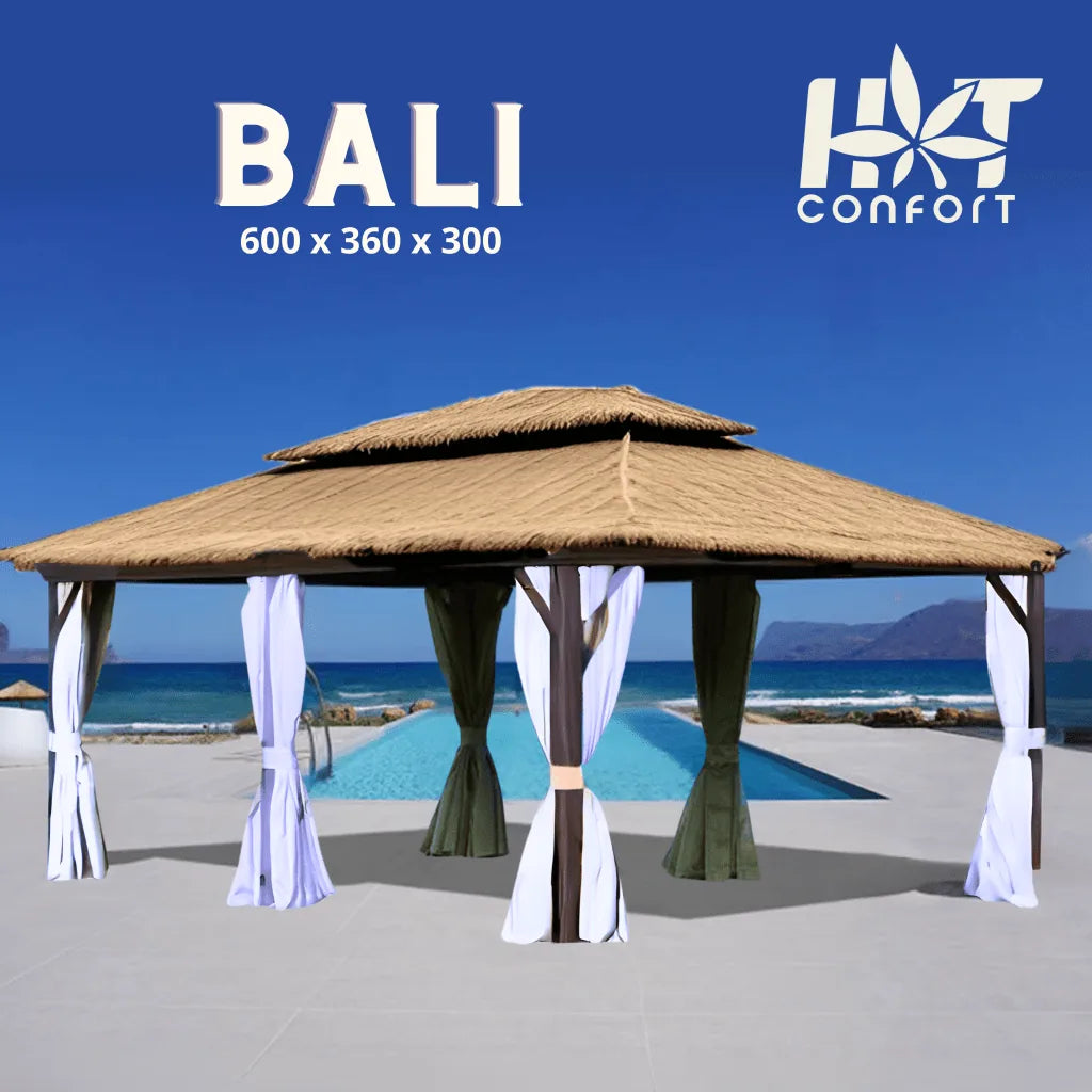 GAZEBO Extérieur en Cèdre – Option BALI Tropique ou ROME Urbain - vue 8 - HT Confort