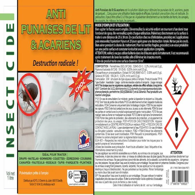 xxl Lot Promo 3 spray Anti punaises de lit Action 3x 1L - HT CONFORT