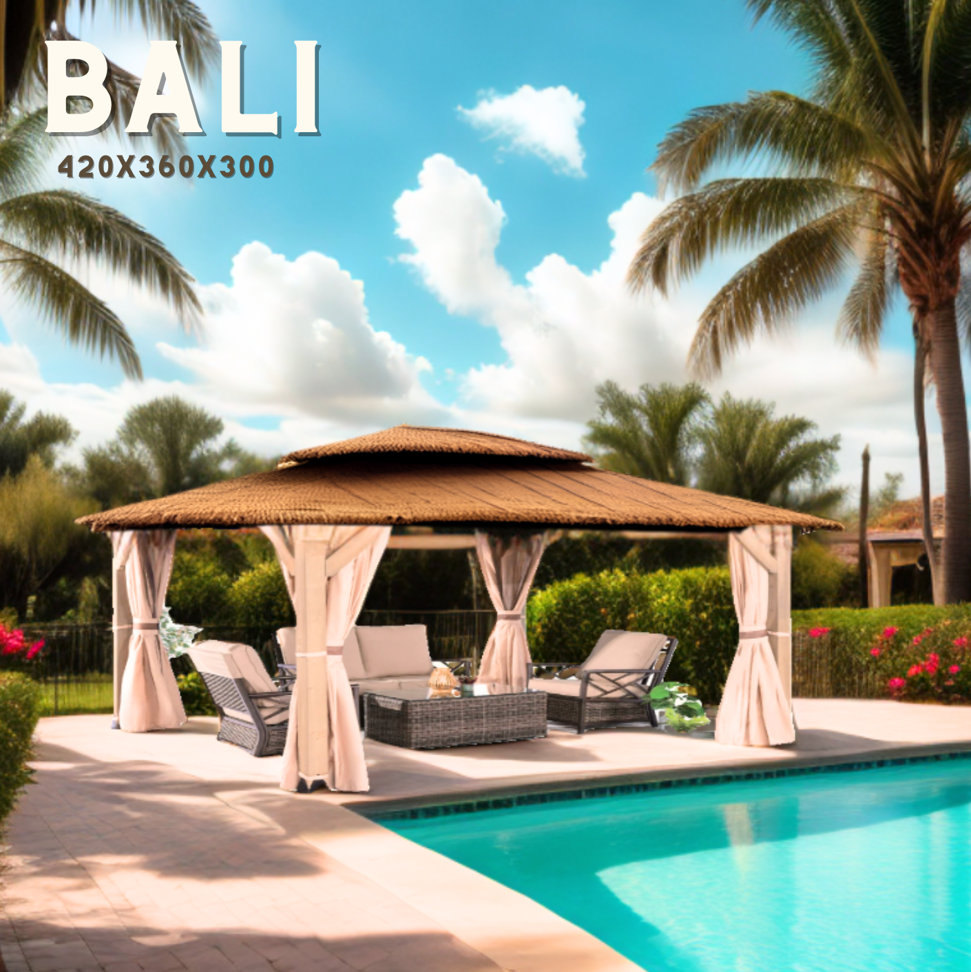 x....GAZEBO EXTERIEUR EN CEDRE option BALI tropique ou ROME  urbain