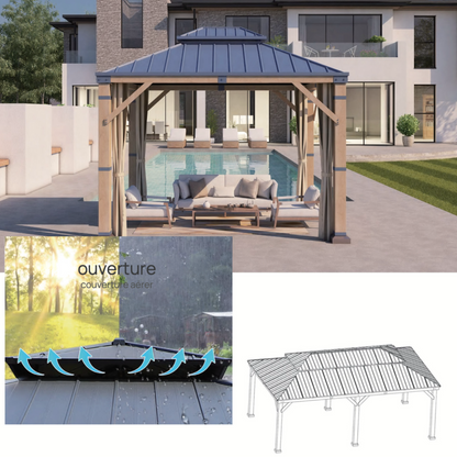 x....GAZEBO EXTERIEUR EN CEDRE option BALI tropique ou ROME  urbain