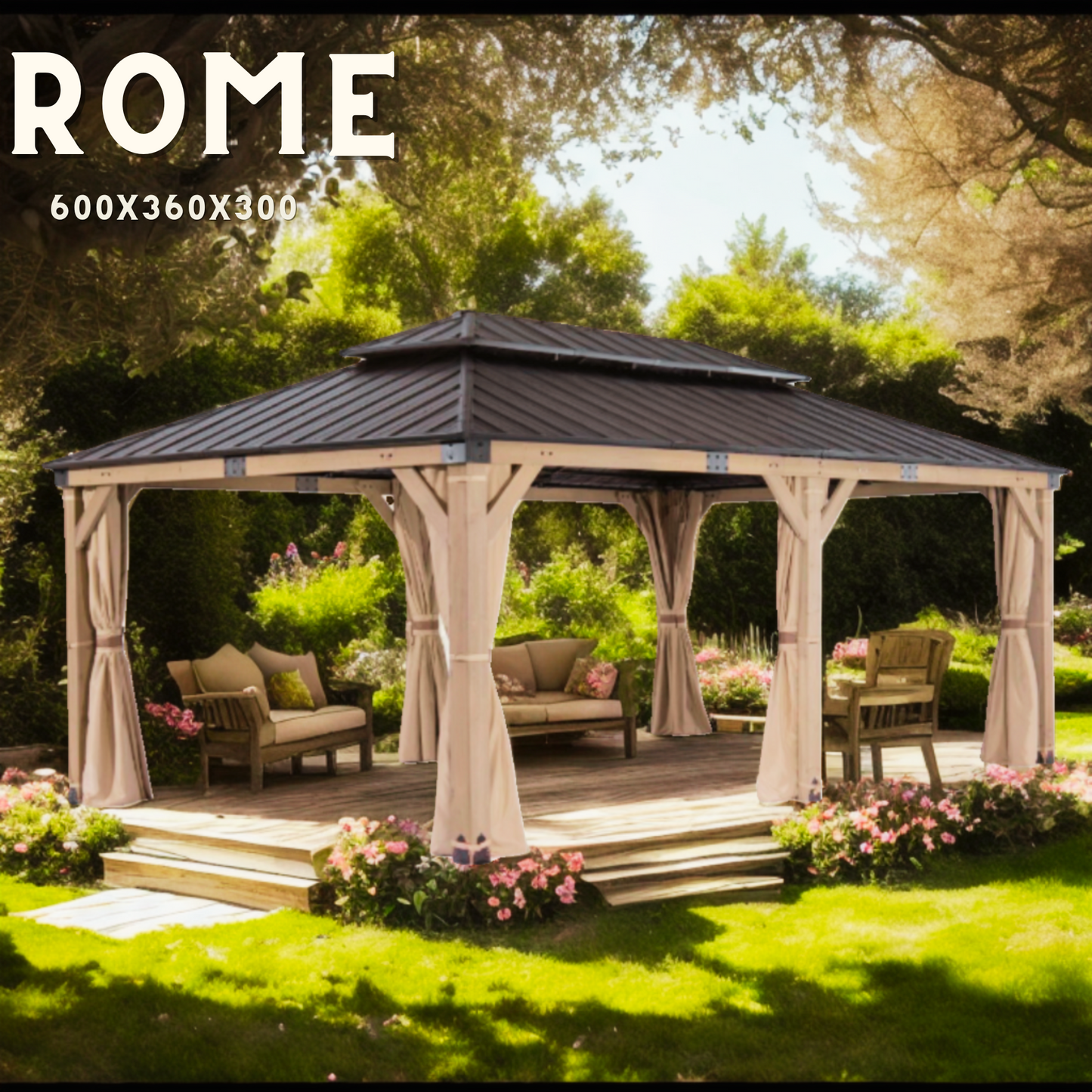 x....GAZEBO EXTERIEUR EN CEDRE option BALI tropique ou ROME  urbain