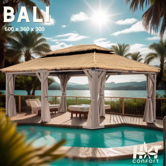 x....GAZEBO EXTERIEUR EN CEDRE option BALI tropique ou ROME  urbain