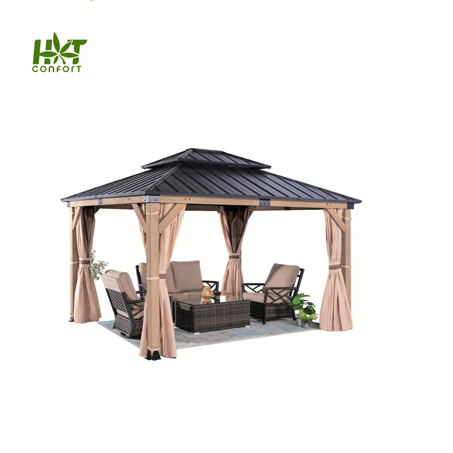 x....GAZEBO EXTERIEUR EN CEDRE option BALI tropique ou ROME  urbain