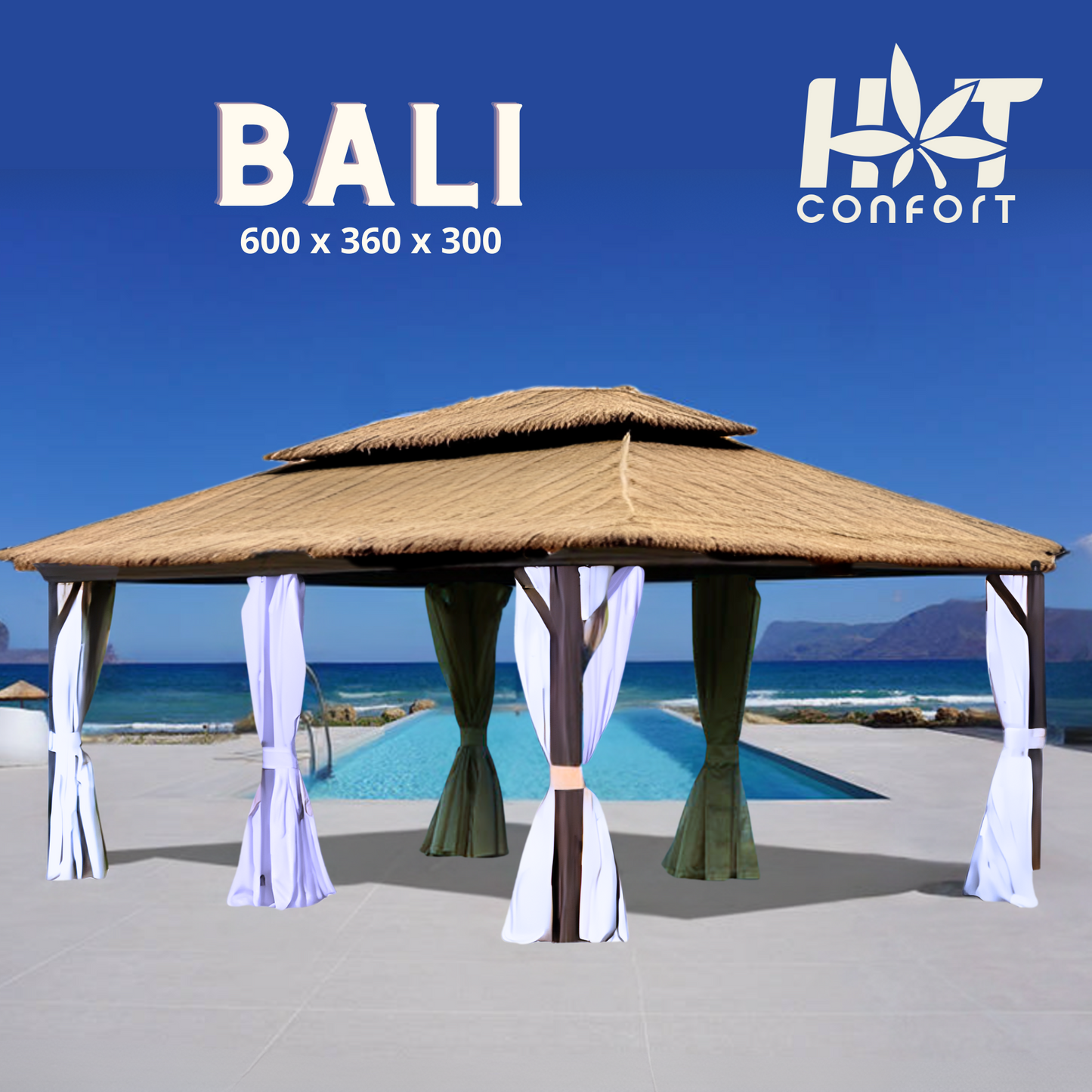 x....GAZEBO EXTERIEUR EN CEDRE option BALI tropique ou ROME  urbain