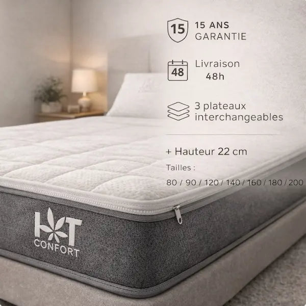 Matelas Bambou Qualité 22cm Confort Naturel - HT CONFORT